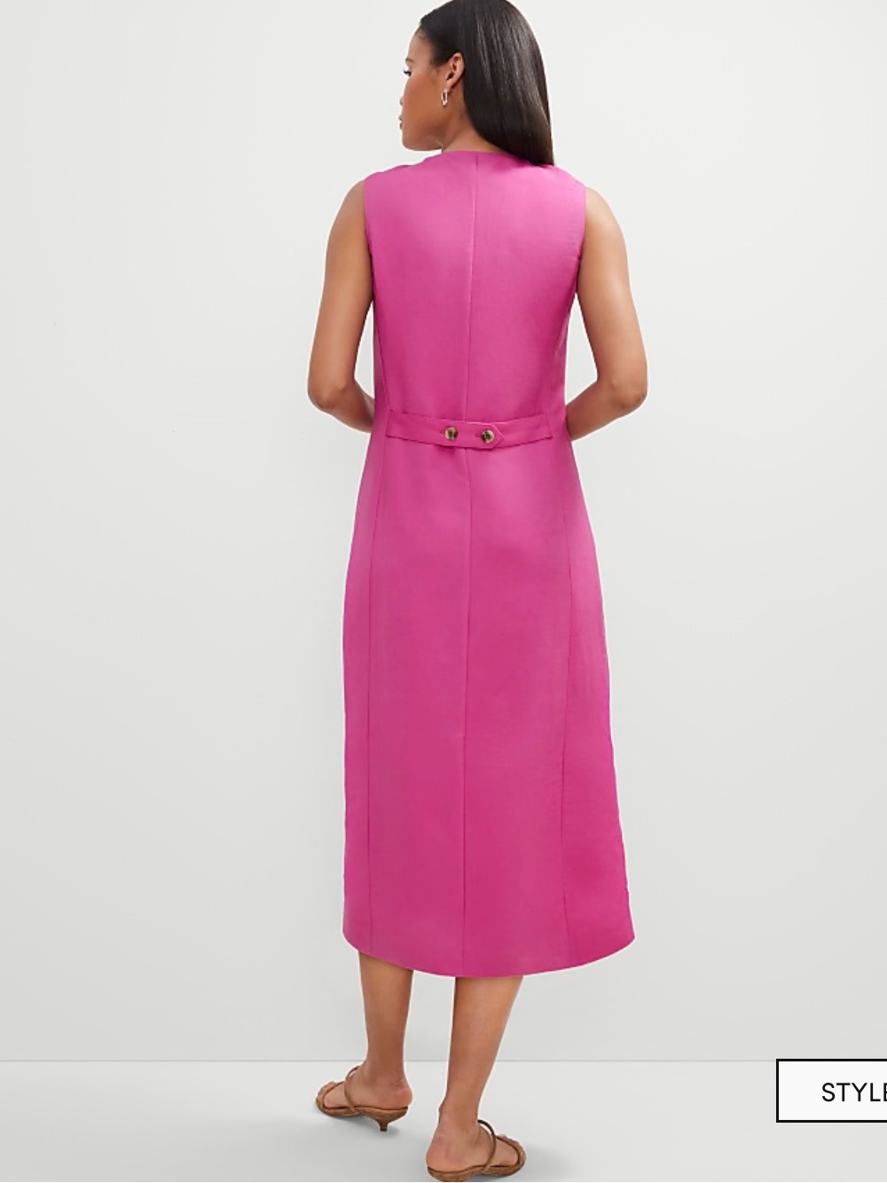 NWT Ann Taylor Fuchsia Linen Blend V-Neck Midi Dress - sz 12 - Picture 10 of 10